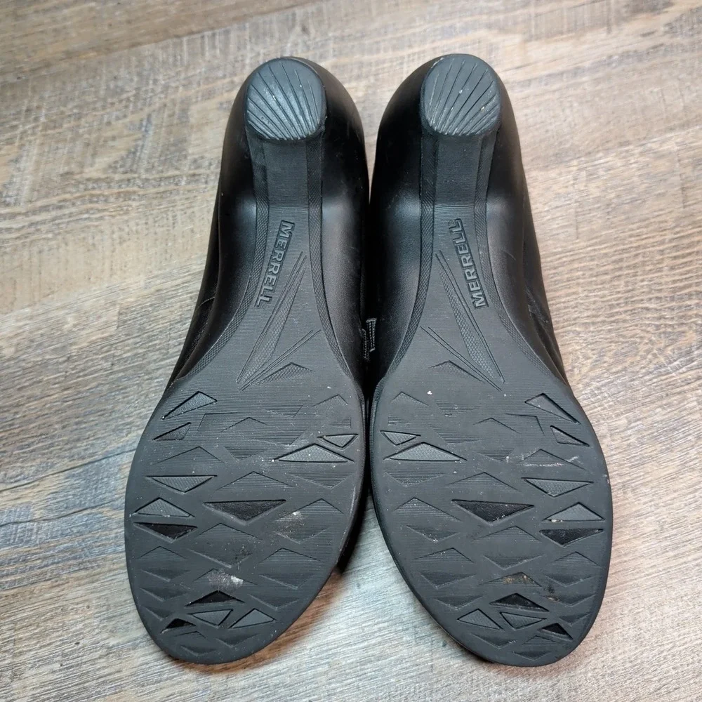 Merrell Evera Draft Black Leather Mary Jane Heel Comfort Shoes Women's Size 11